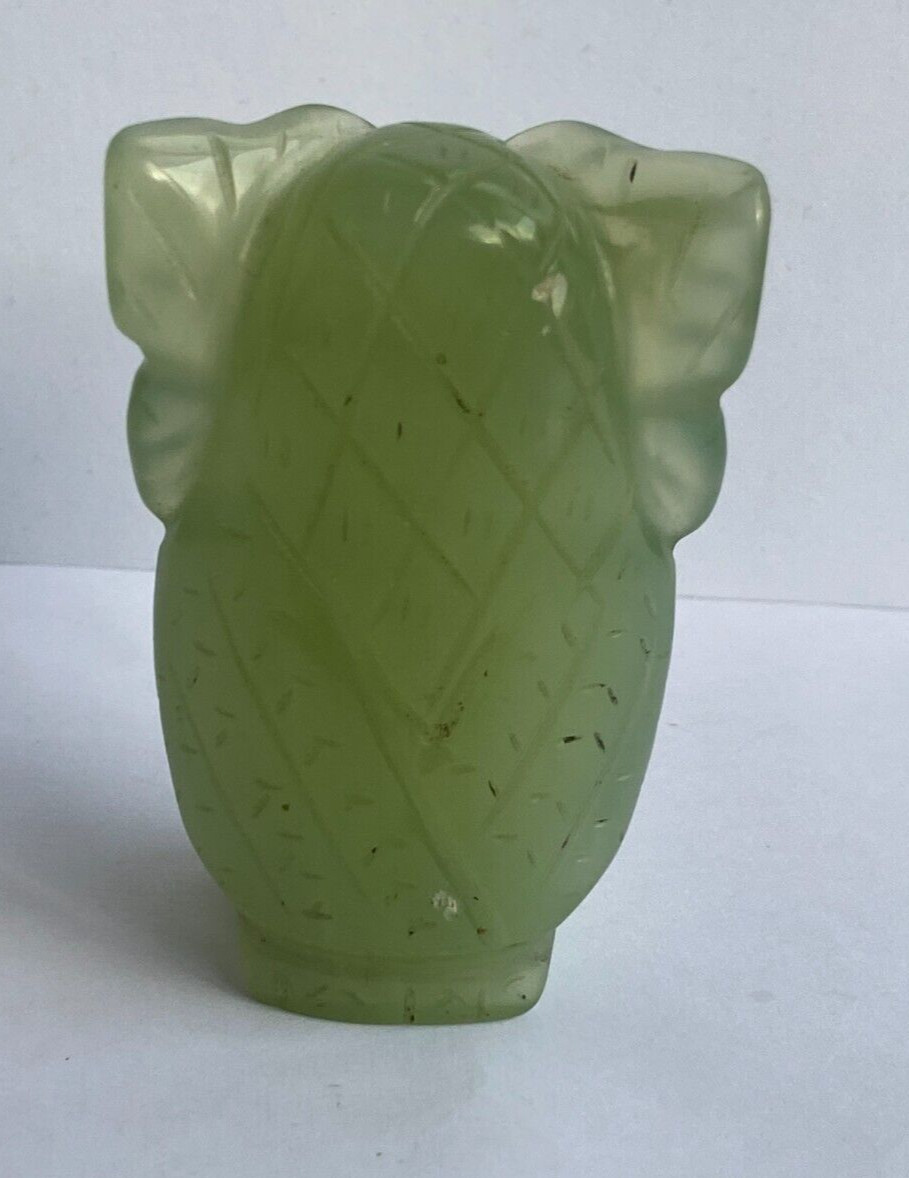 Antique Rare Original Jade Nephrite Owl Figurine Big Size