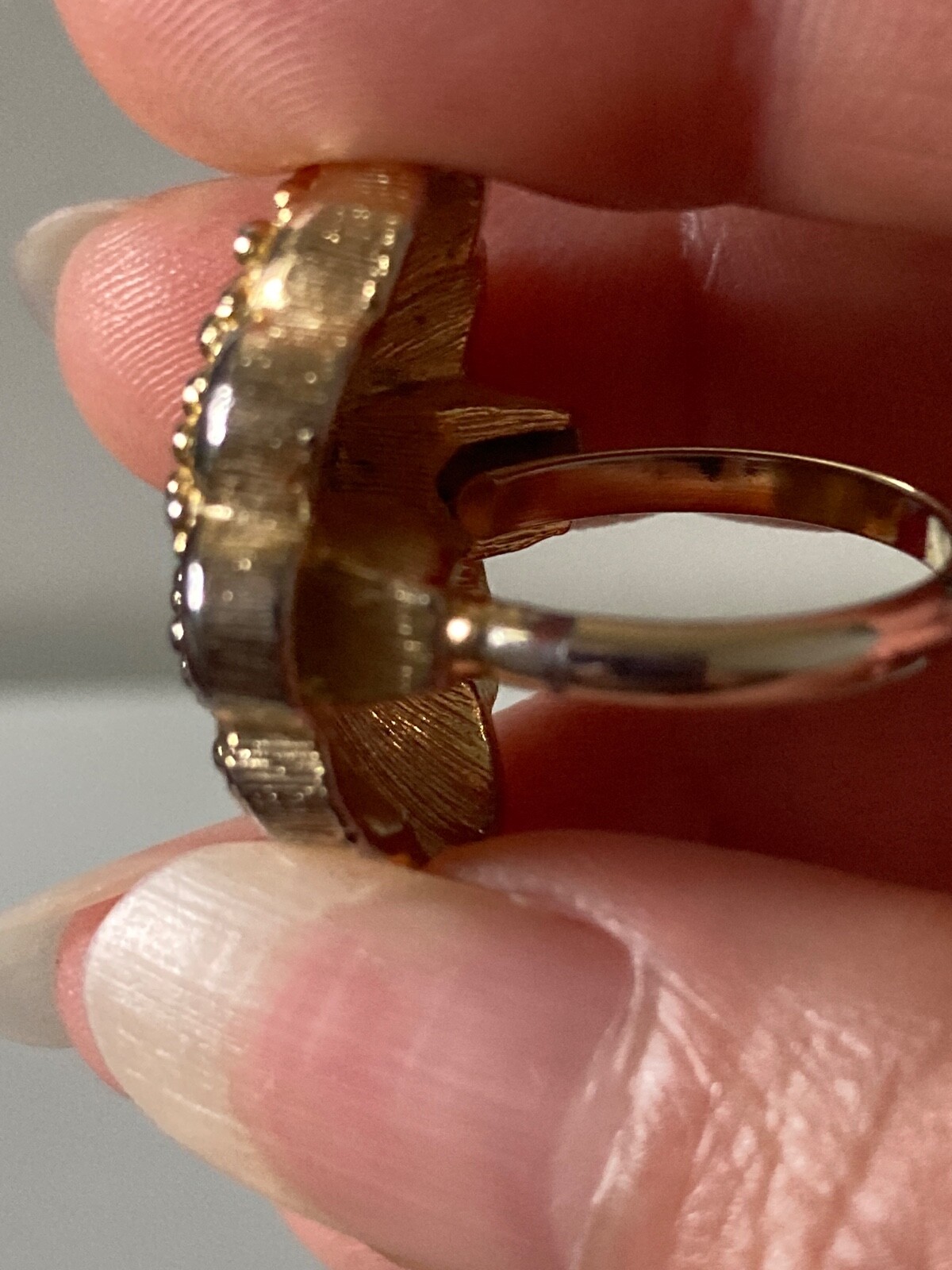 Vintage estate gold tone Coro adjustable statement ring jewelry rare find