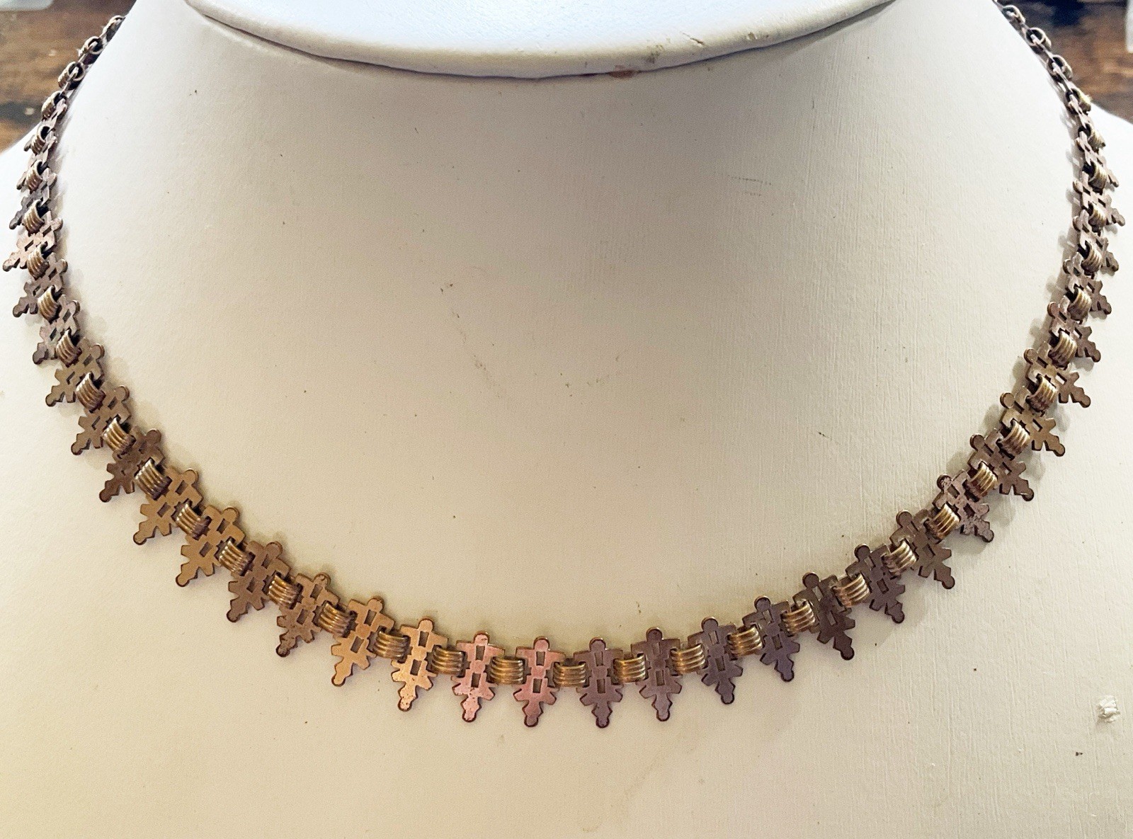 Antique Victorian Gold Filled Fringe Style Chain Necklace Unusual Link
