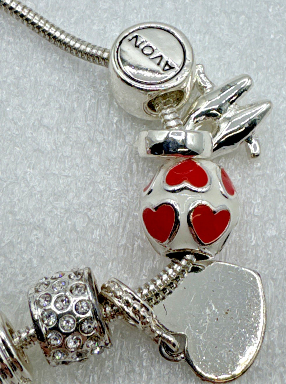 Silver Tone Snake Chain Charm Bracelet 6.5” – 13 Charms Pets Flowers Hearts Love