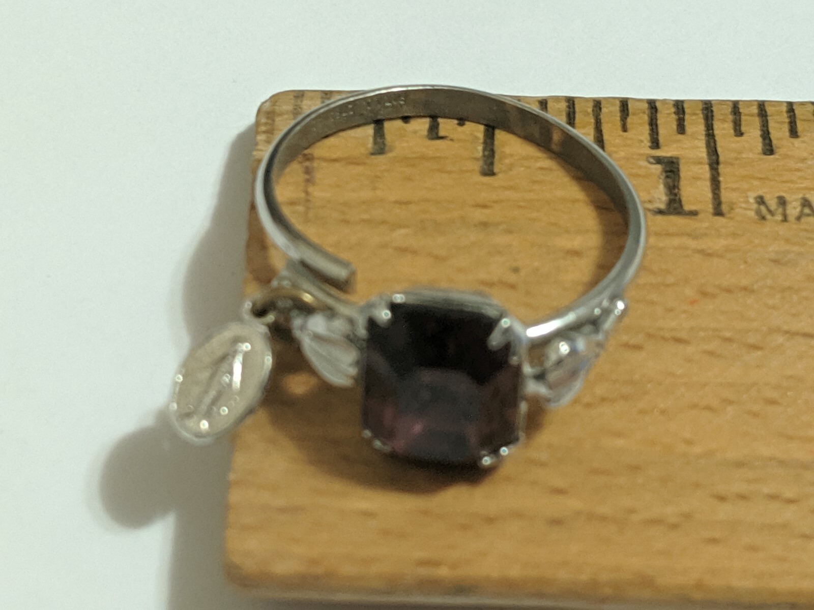 VINTAGE UNCAS ADJUSTABLE RING STERLING SILVER PATENT 2763140 PURPLE STONE