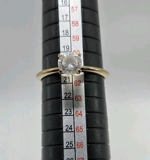 VTG ESPO 14KT Yellow Gold G.E. Electroplated Cubic Zirconia Solitaire Ring SZ9.5