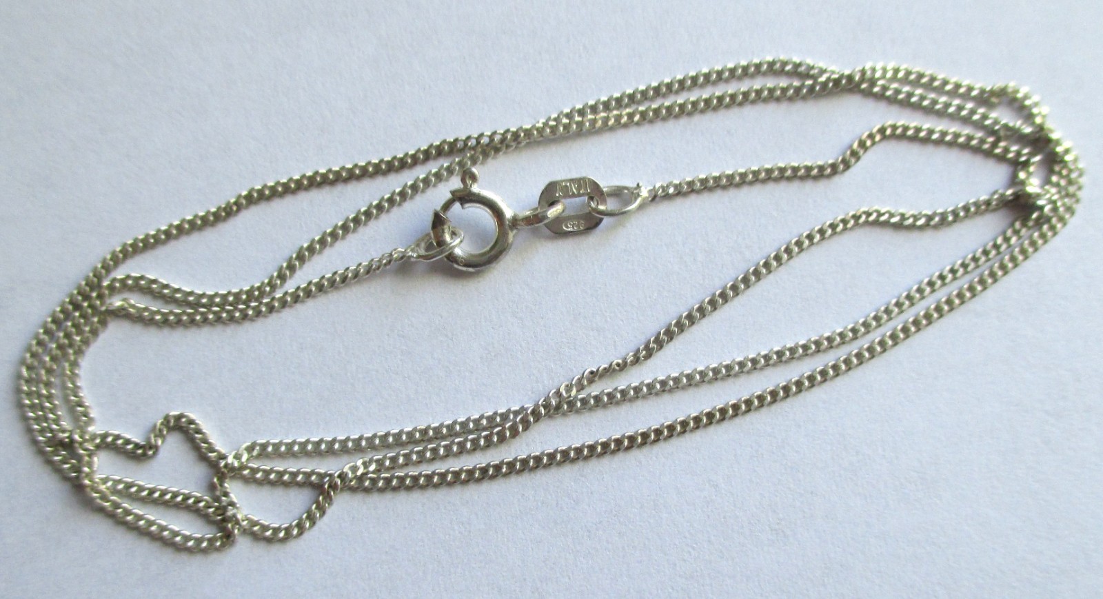 18in VINTAGE STERLING SILVER ITALY 925 FINE CURB LINK CHAIN 1mm 1.3g