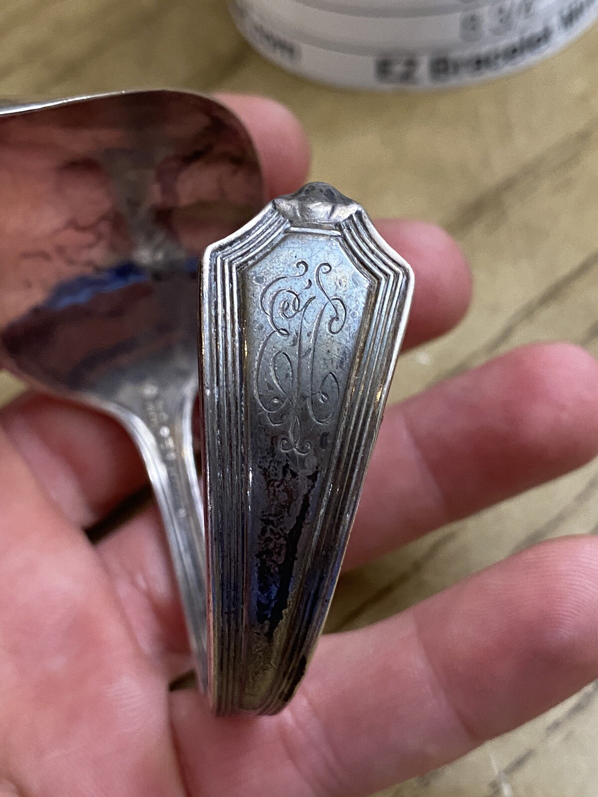 Antique Geo T. Brodnax Sterling Silver 925 Signed “EH” Monogramed Spoon Cuff