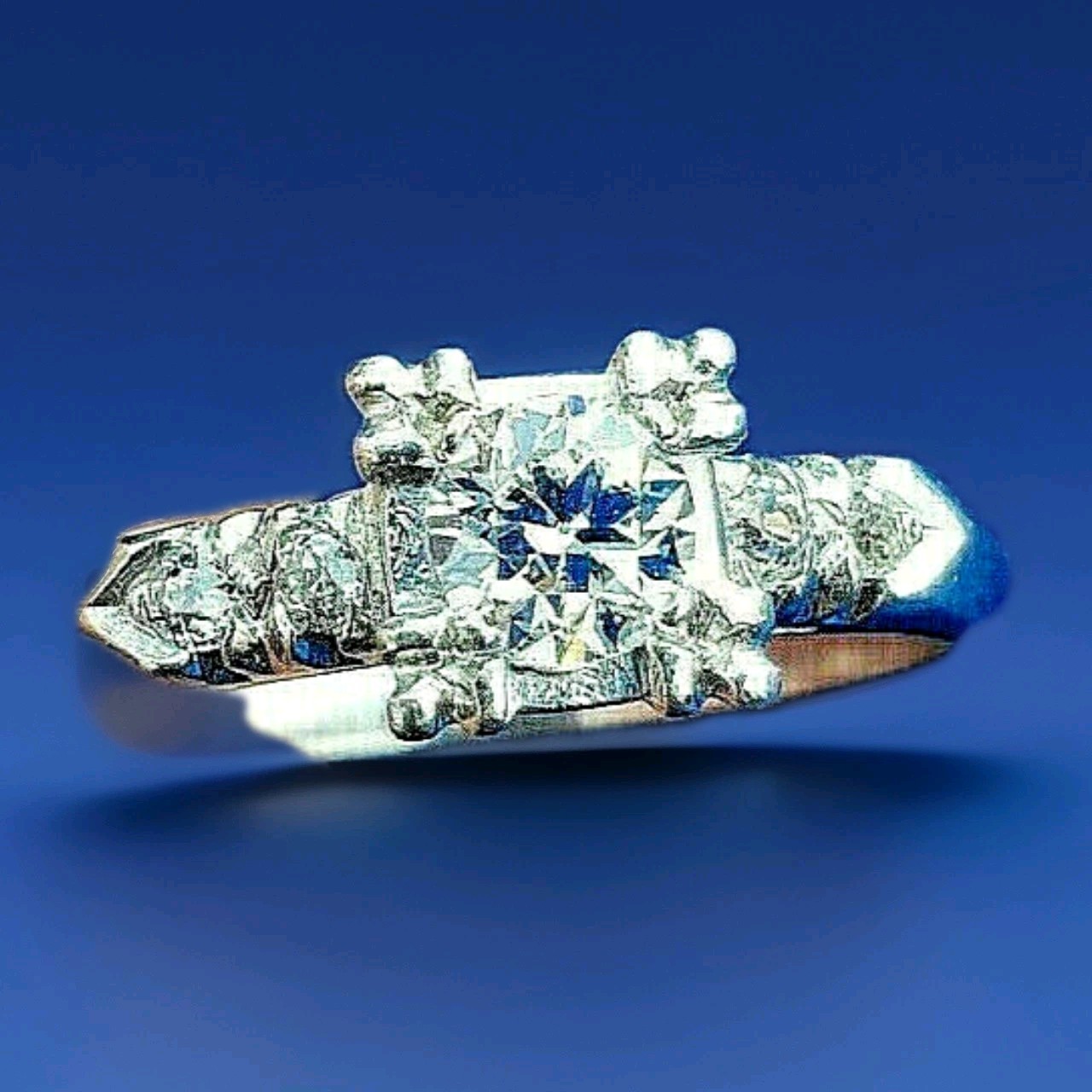 Original EARTH MINED DIAMOND Deco Engagement Ring Vintage PLATINUM Solitaire 6.5