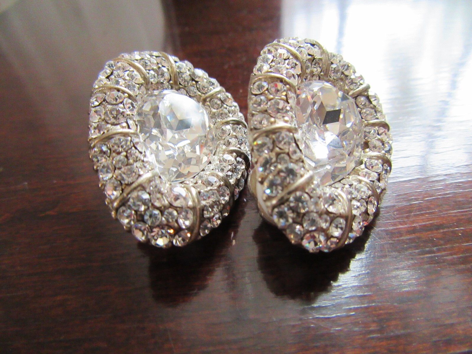 CL/VINTAGE CRAIG LEONARD CLIP ON EARRINGS/RHINESTONE/RARE!