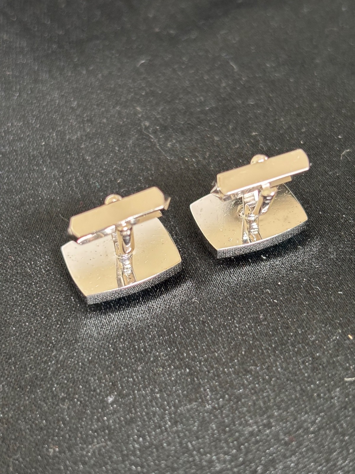 MINT Surface Natural Green Striped Agate Vintage Silver tone Cufflinks