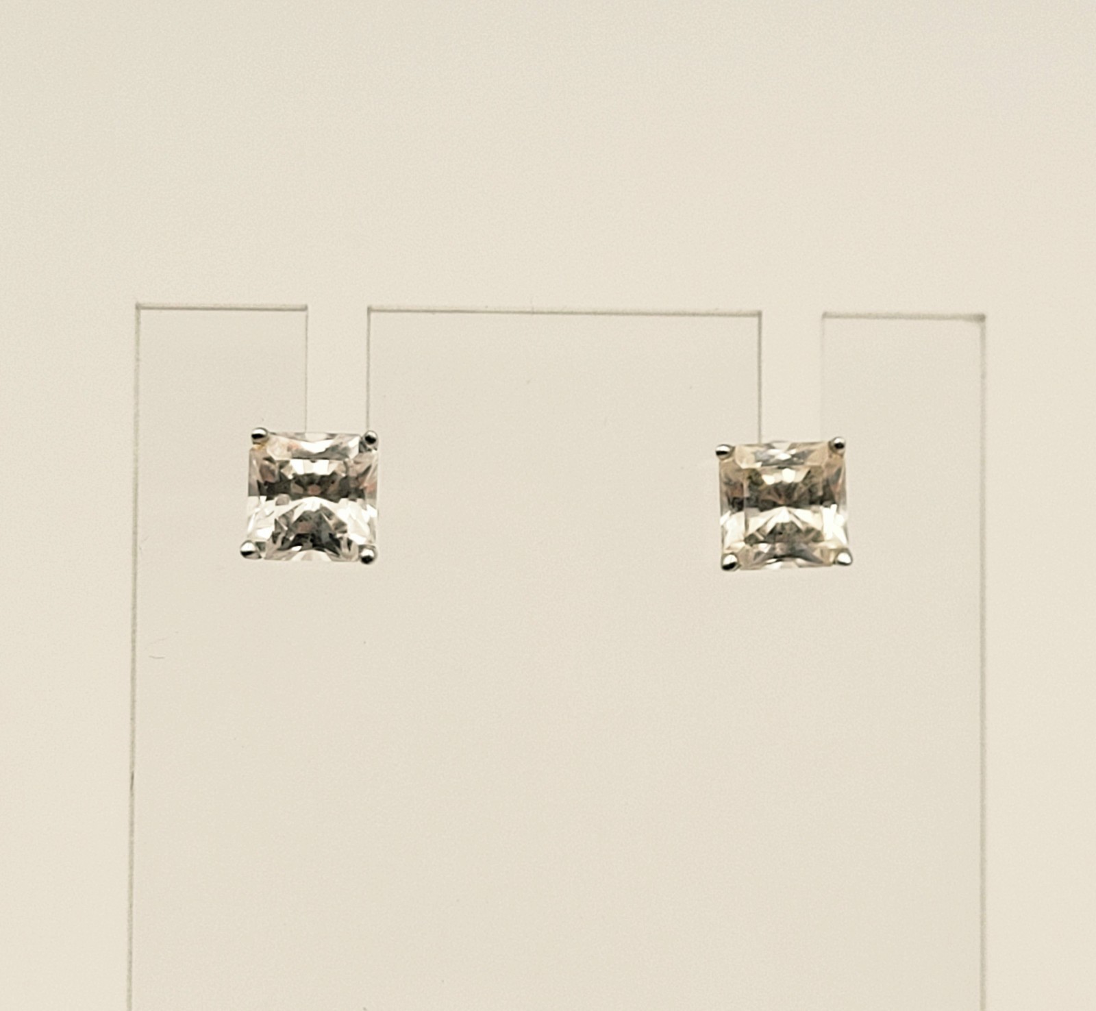 UTC sterling silver princess cut CZ stud earrings