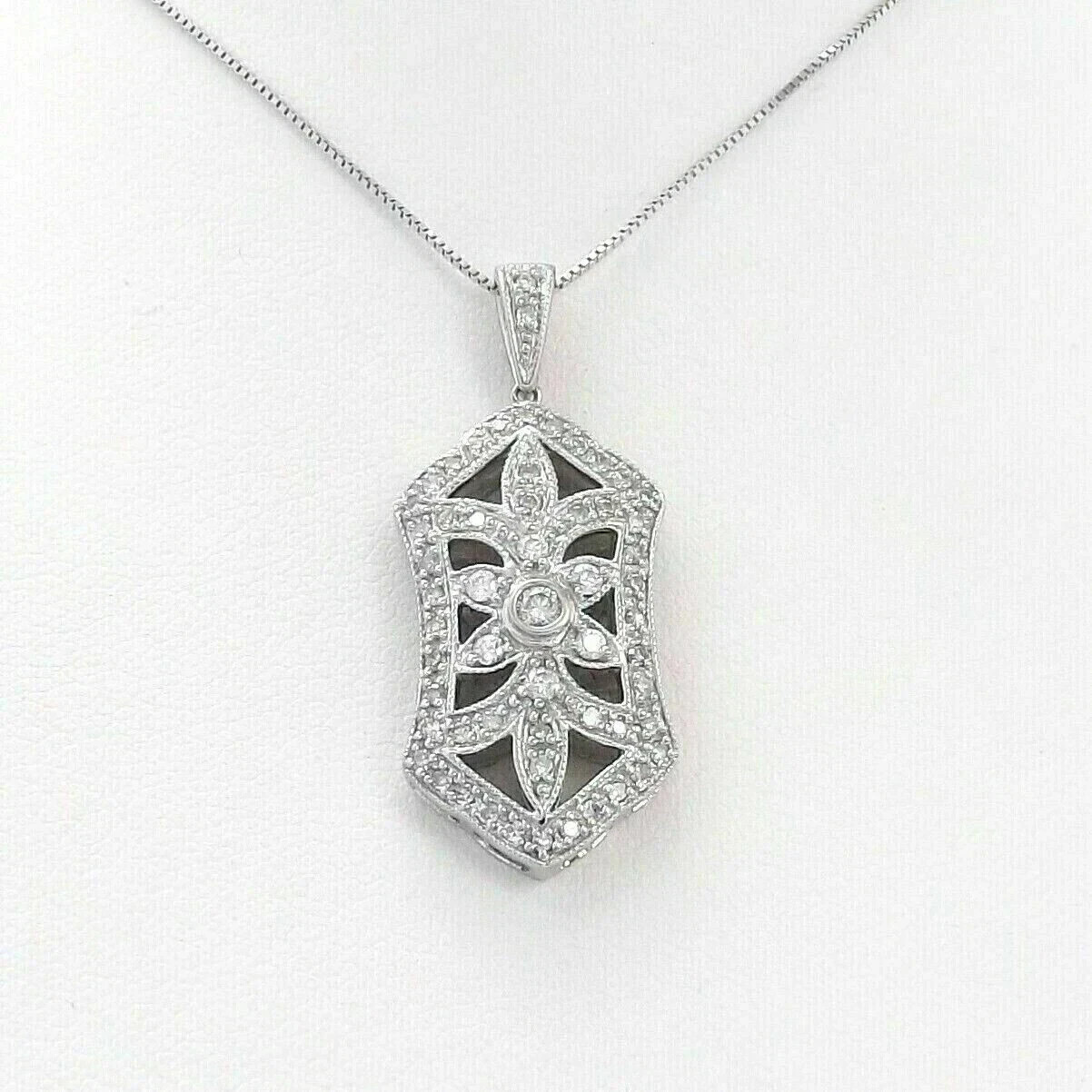 Art Deco Style Lab Created Diamond Engagement Wear 14K White Gold Finish Pendant