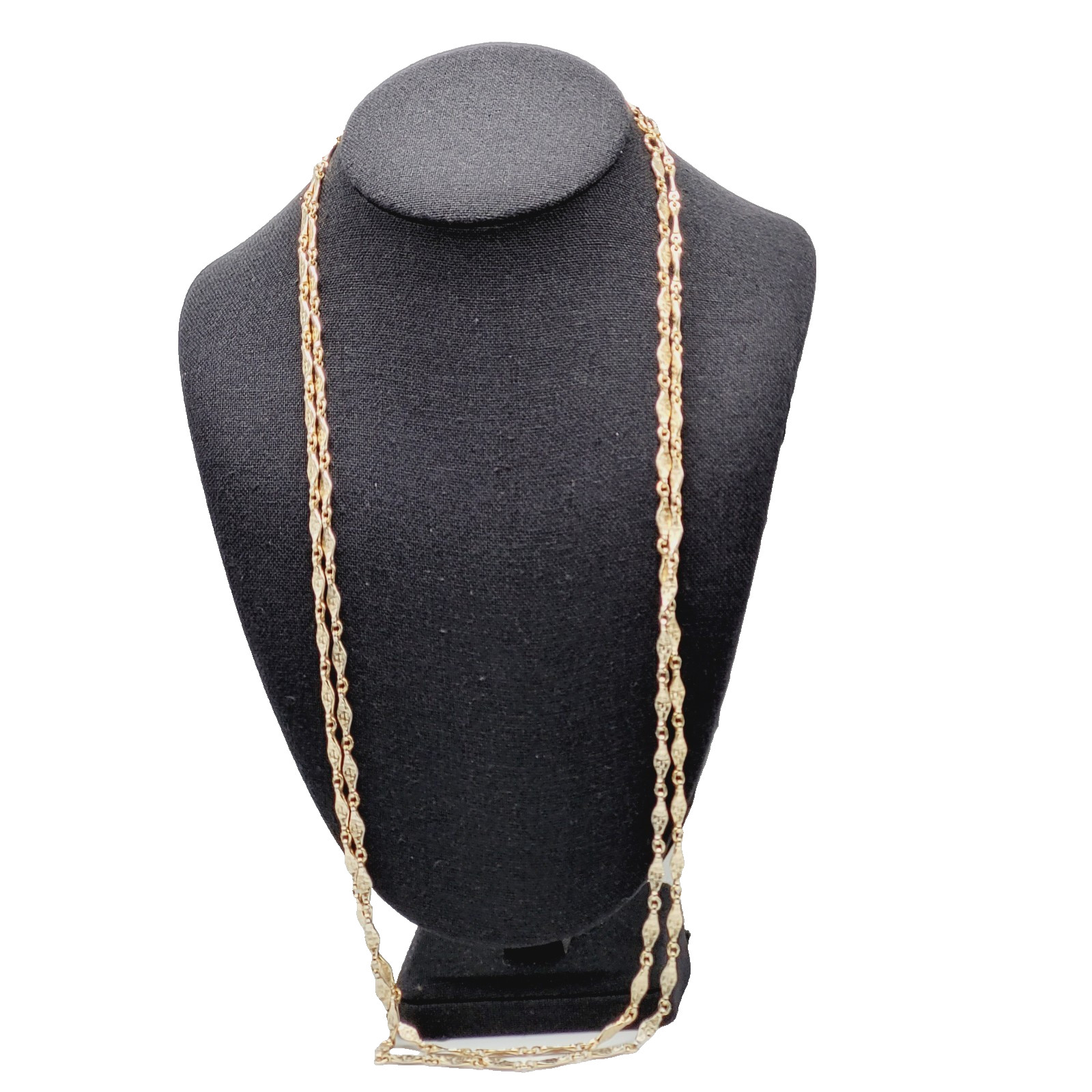 Napier Flapper Length Elongated Textured Link Chain Vtg Necklace Signed 60 Inch