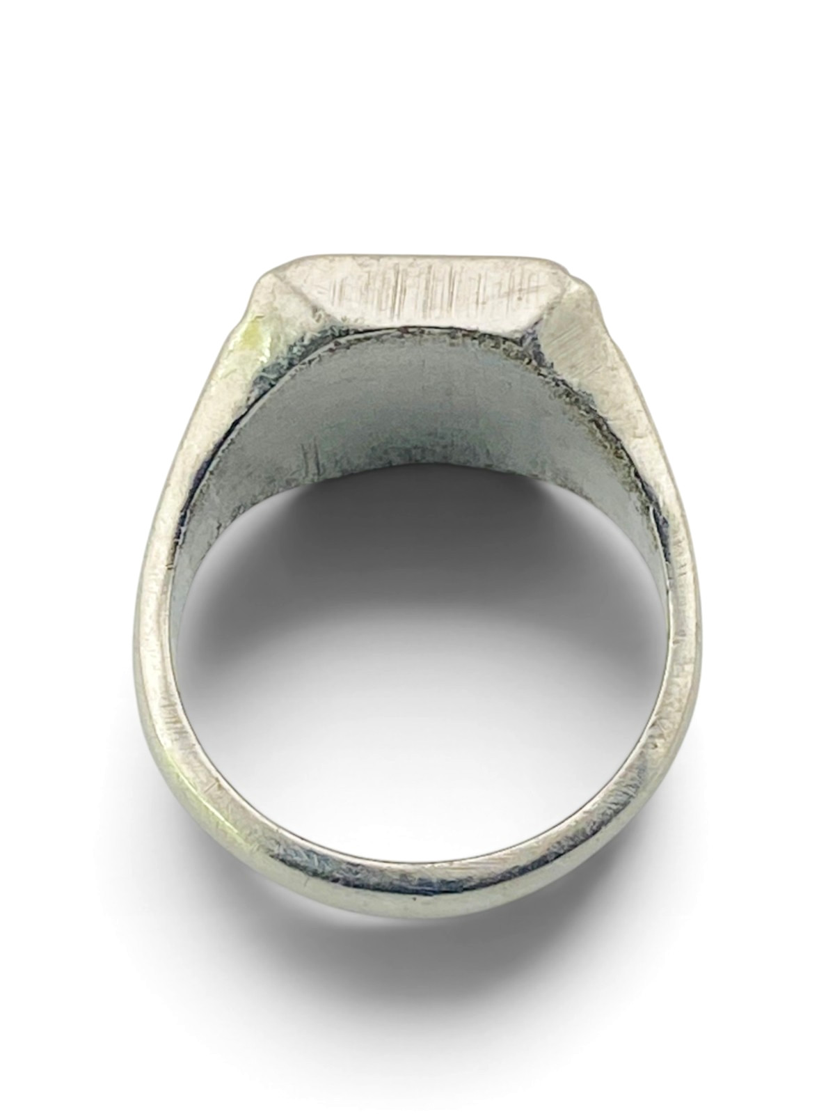 Vintage Steel Signet Ring Monogram LPM Hand Engraved Size 9.25