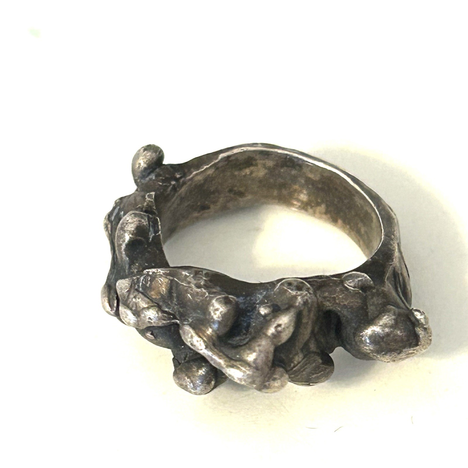 Vintage Brutalist Ring Sterling Silver Modernist Abstract Studio Artisan Sz 4.5