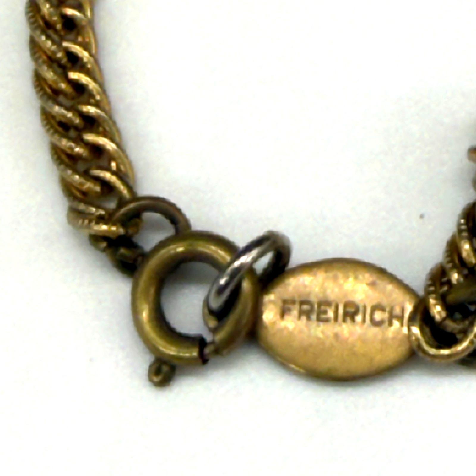 Vintage Freirich Necklace Decorative T Bars Gold Tone Chain 54 Inches