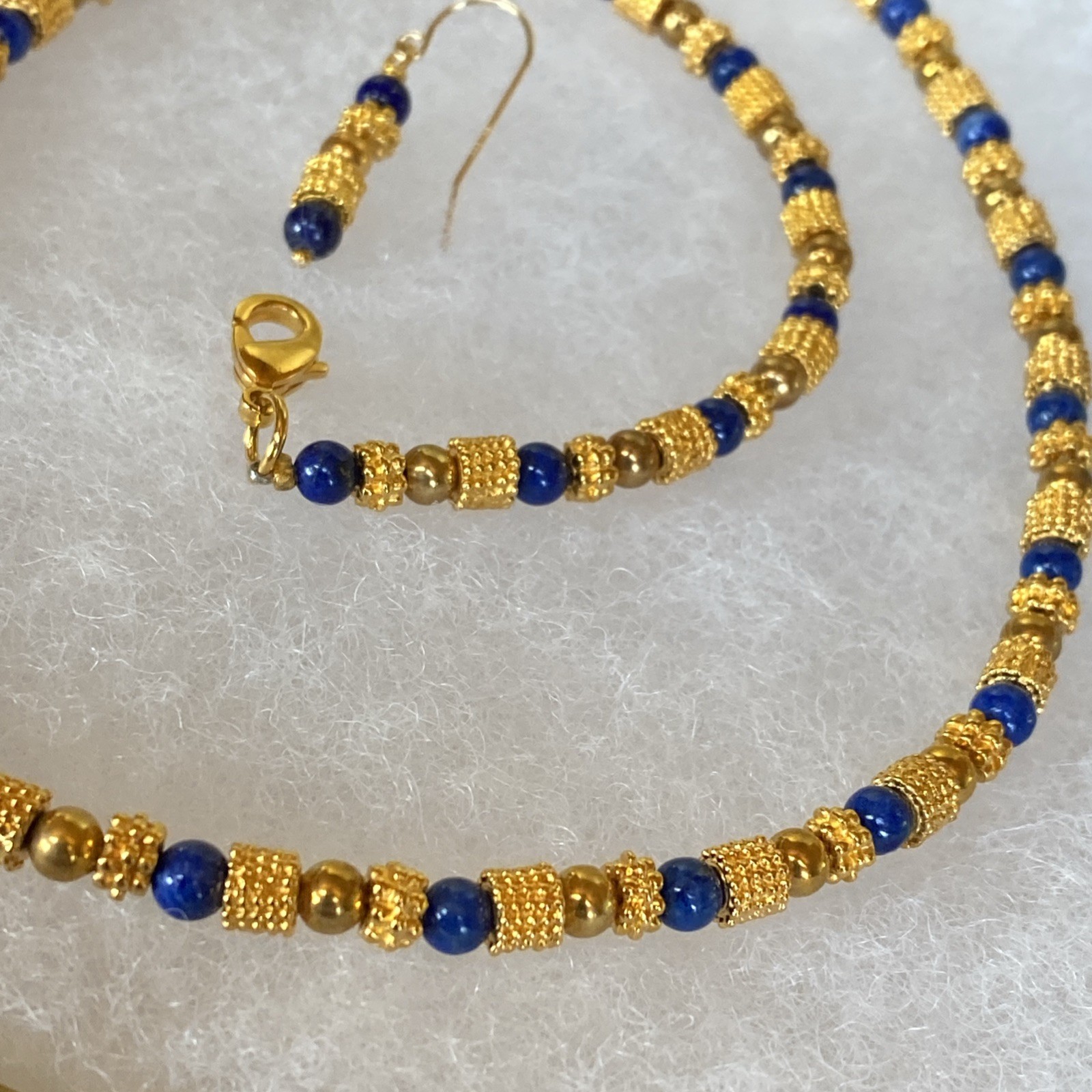 Vtg Museum Museum Art Lapis Lazuli Beaded Necklace Bracelet Etruscan Revival MMA