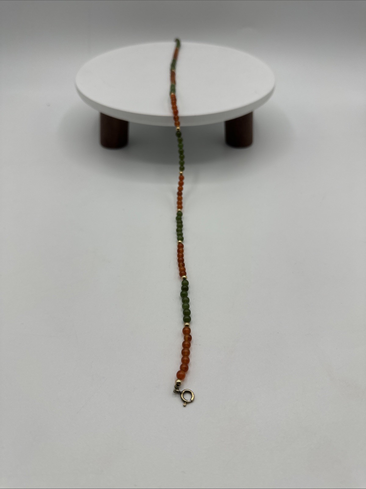 Vtg Jade Carnelian Gold Filled Beads Necklace Choker. 17” long. See pics.