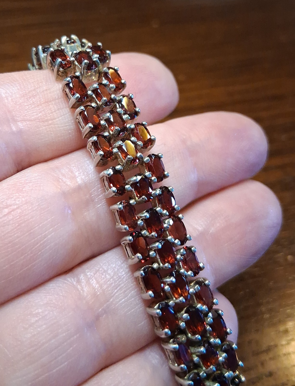 Vintage 1990s Sterling Garnet CZ Tennis Bracelet 37grams See Pics/Description