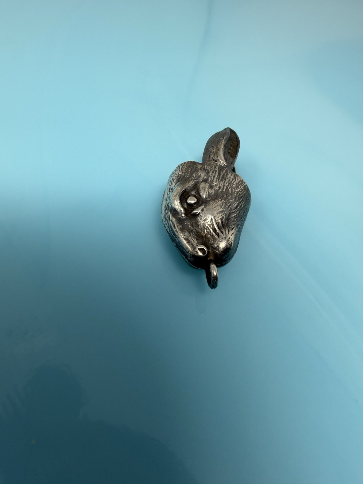Vintage Bunny Rabbit Hare Head Good Luck Sterling Silver For Foot Charm 2.6g