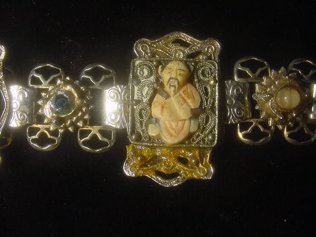 Jinn wishing genie blue Tara good luck talisman lucky charm bracelet Asian c1960