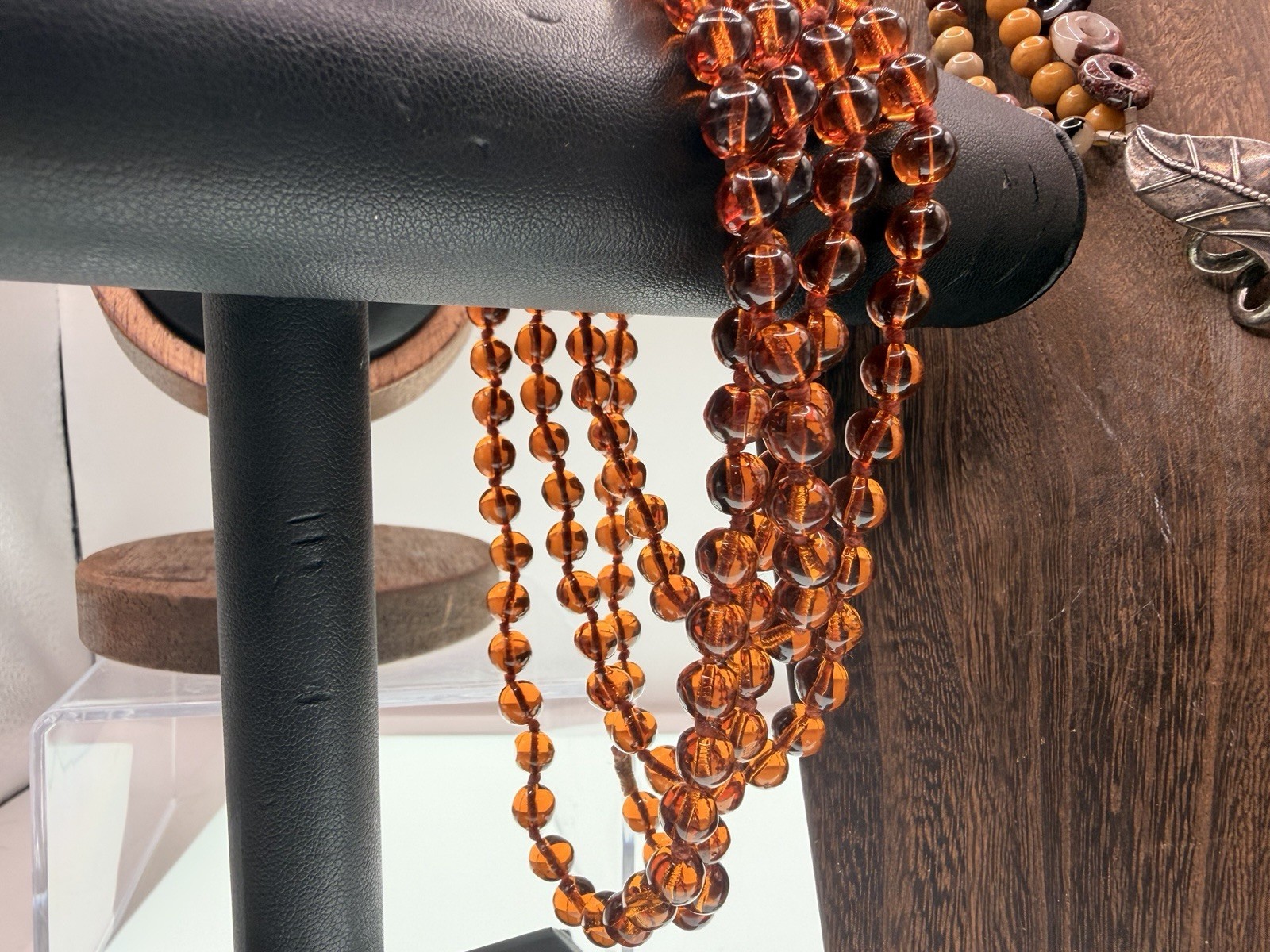 Lot 4 Semi Precious Stone Beaded Necklaces Sterling Silver Pendant Vintage SW