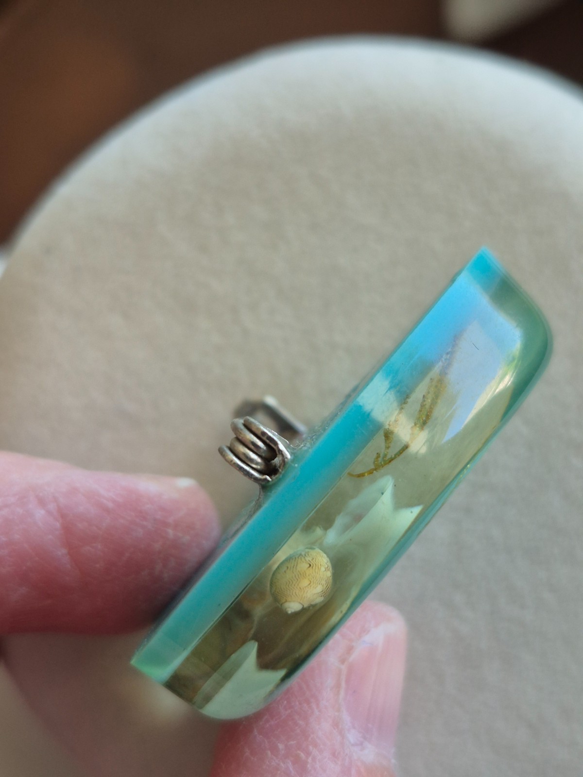 Unique, vintage, lucite ocean theme brooch pin Great Britain