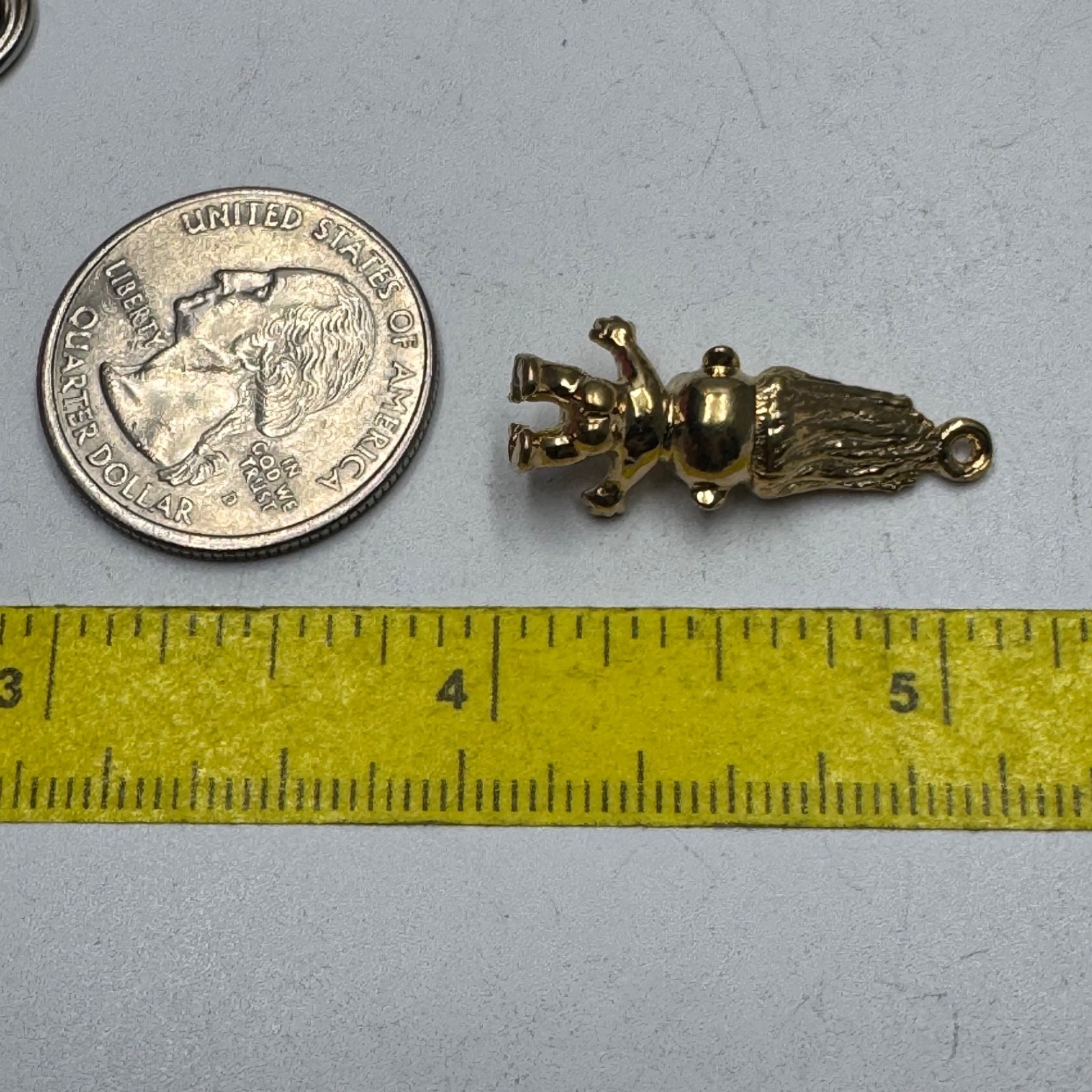 Vintage Troll Doll Charm Pendant 1980s Gold Tone Whimsical Novelty