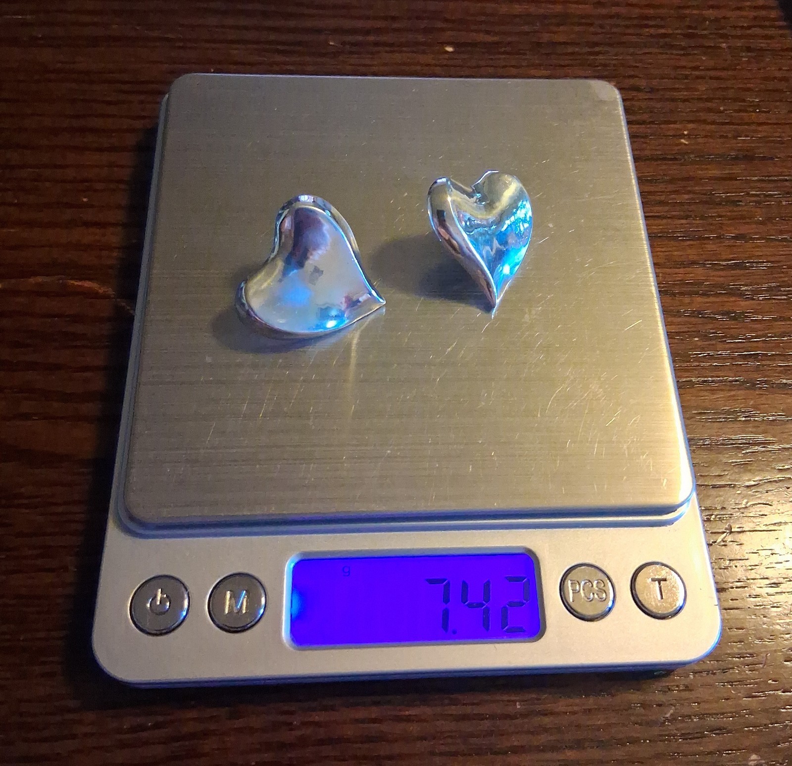 Vintage Sterling 1″ Heart Stud Earrings 7grams See Pics/Description