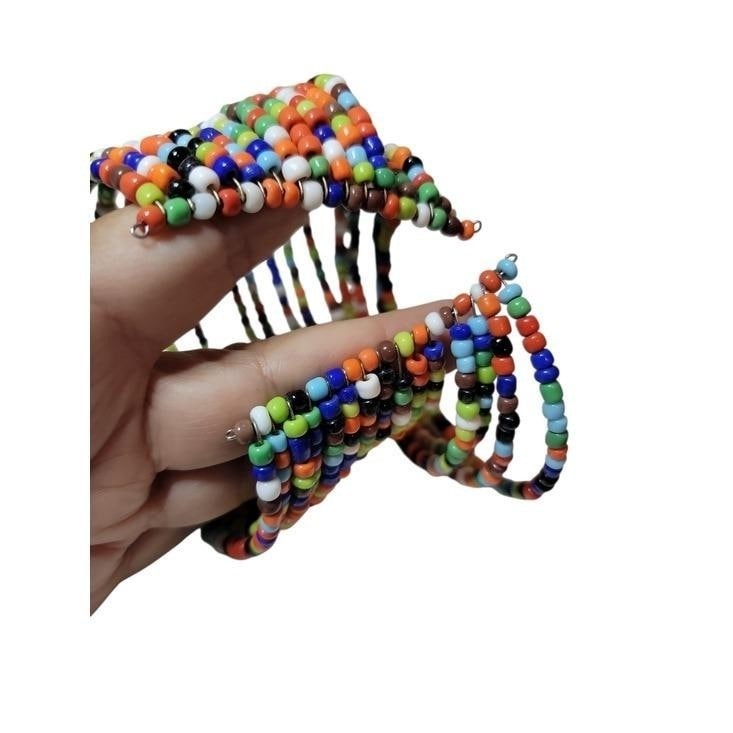 Vintage Seed Bead Stretch Bracelet Stack Boho Festival Layered Size 6.5