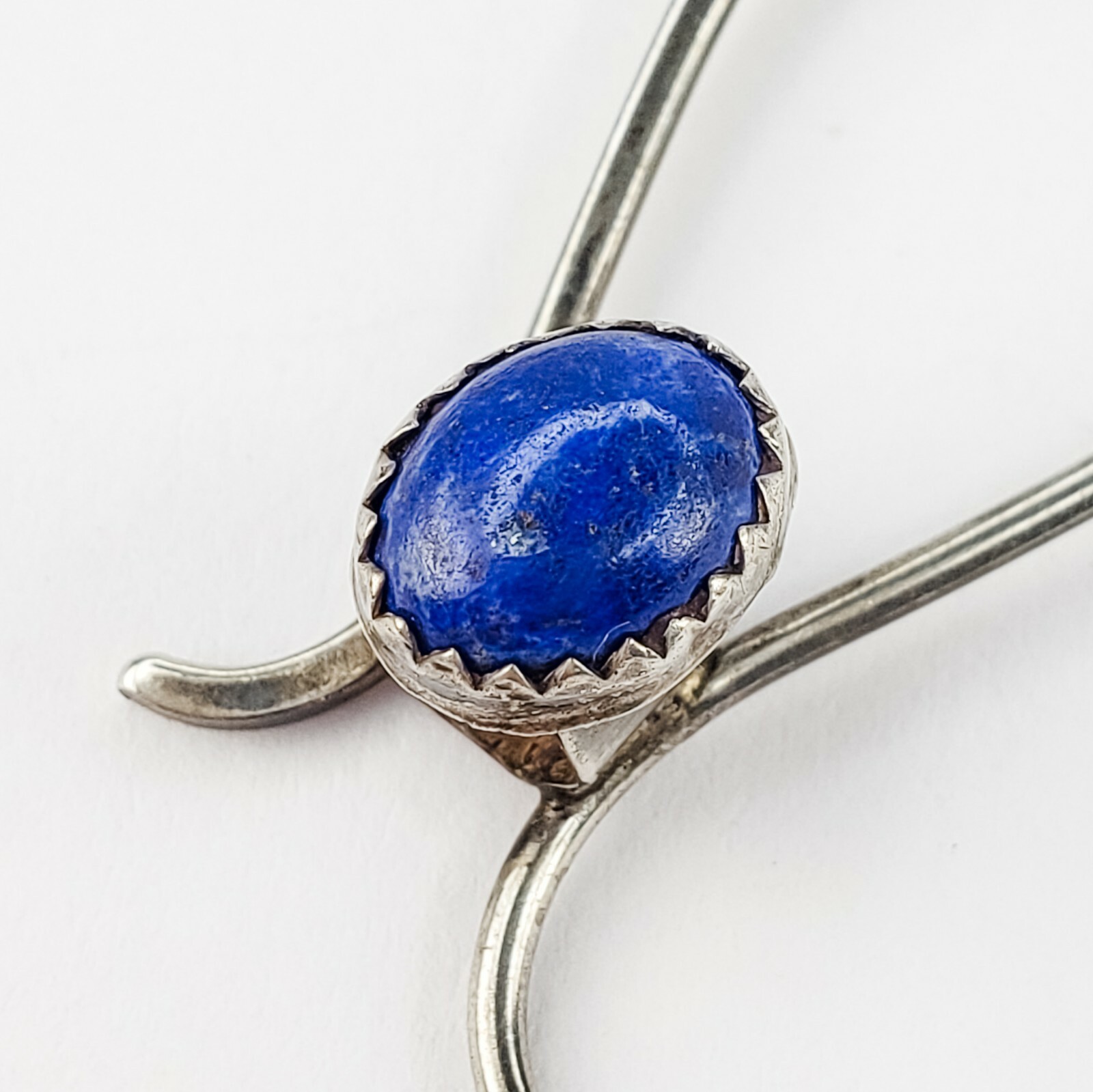 Sterling Silver 925 Freeform Sodalite Cabochon Pendant 16.25 Inch Chain Necklace