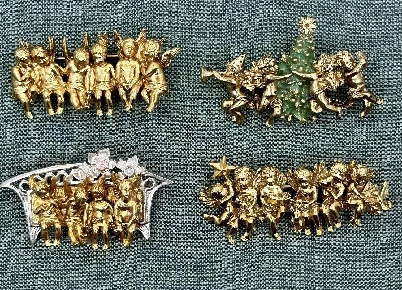 I Am Edgar Berebi All 4 Vintage Pin brooches All In A row Angel Great price