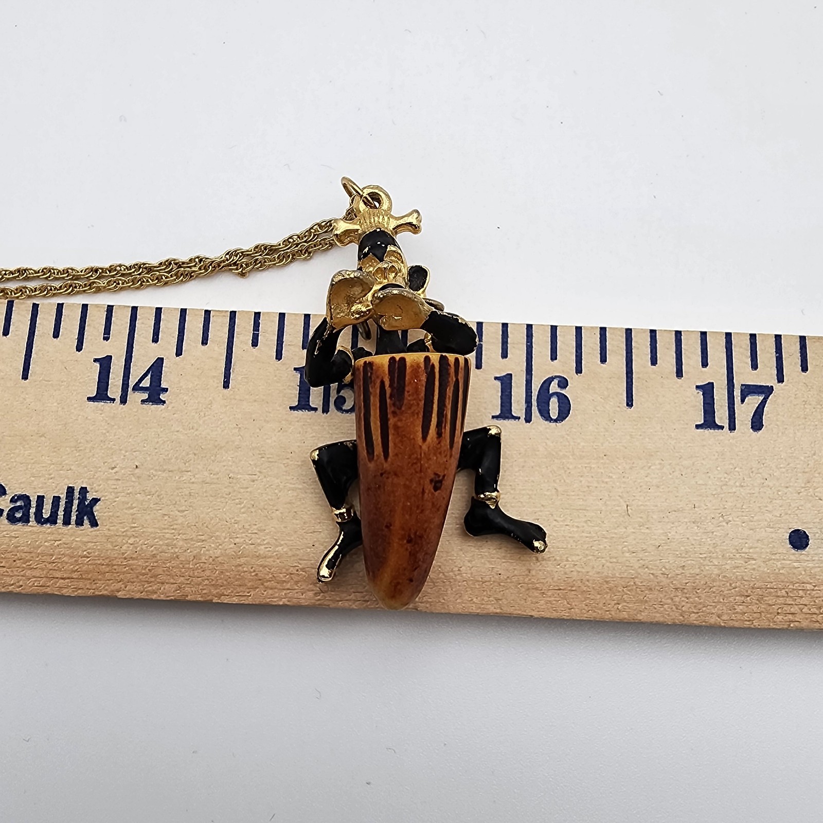 VTG Charles F. Worth Tribal Musician Pendant Necklace Cognac Bakelite GUC