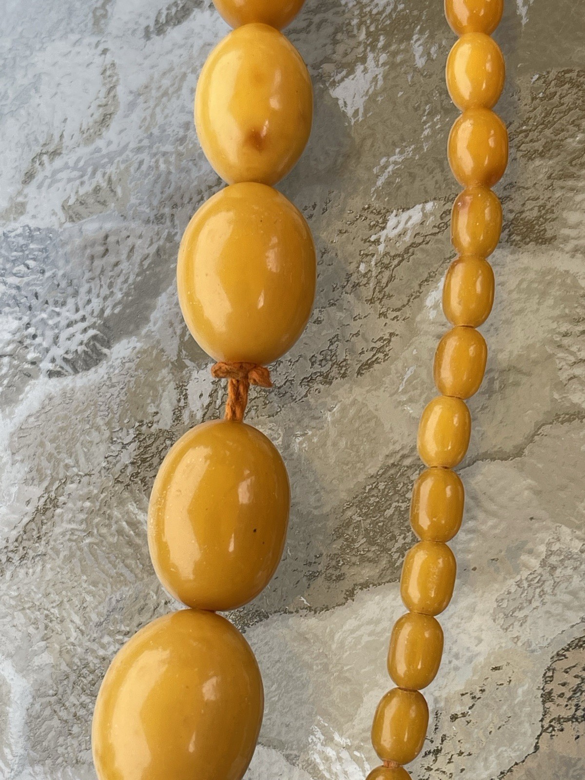 Vintage Estate Butterscotch Egg Yolk Bakelite Beaded Necklace 38”