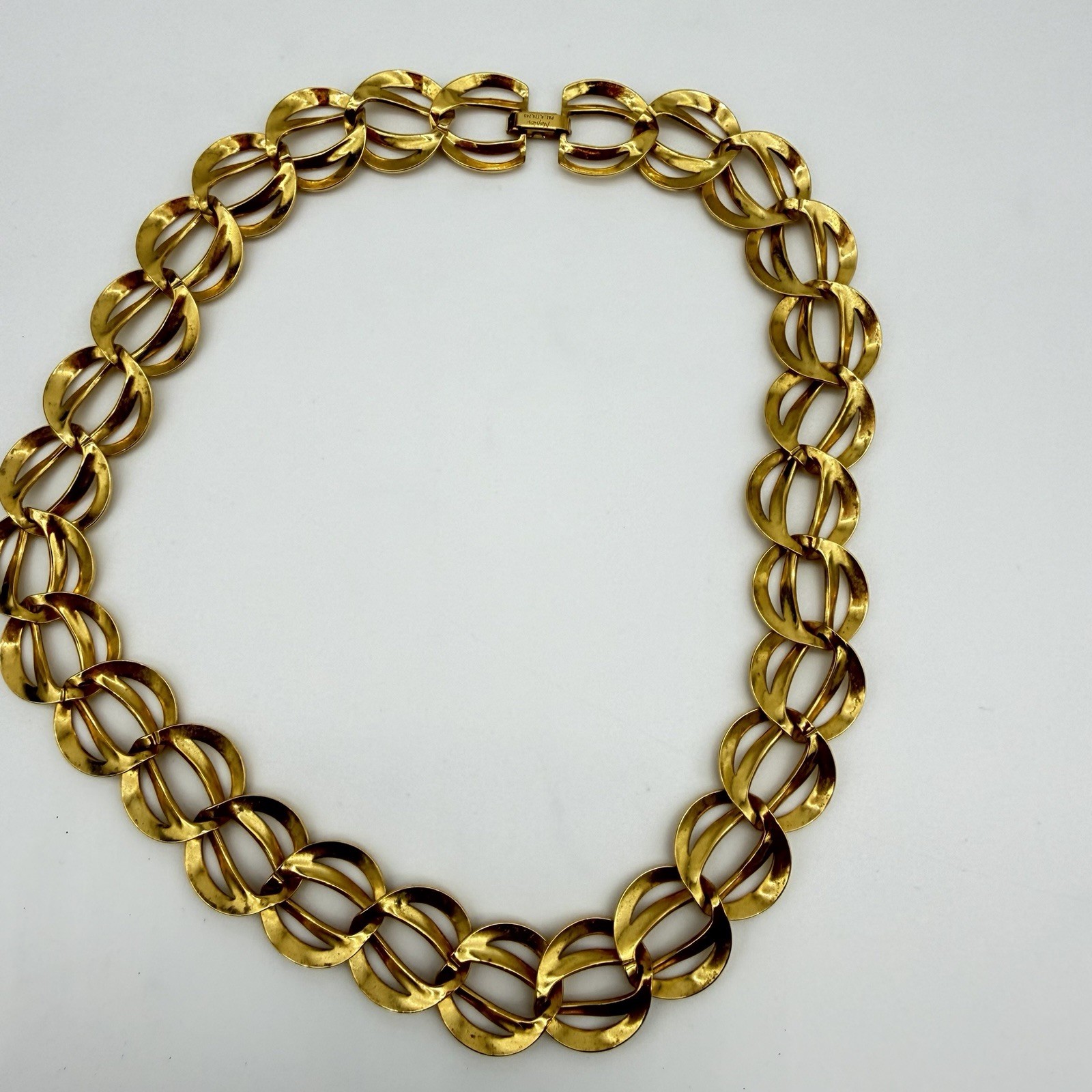 Vintage Napier Gold Tone Choker Link Chain Necklace Pat Number Mint