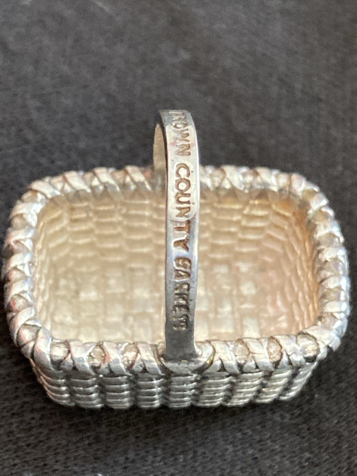 Vtg. FULL NAME HALLMARK BROWN COUNTY BASKET STERLING CHARM NOS RETIRED