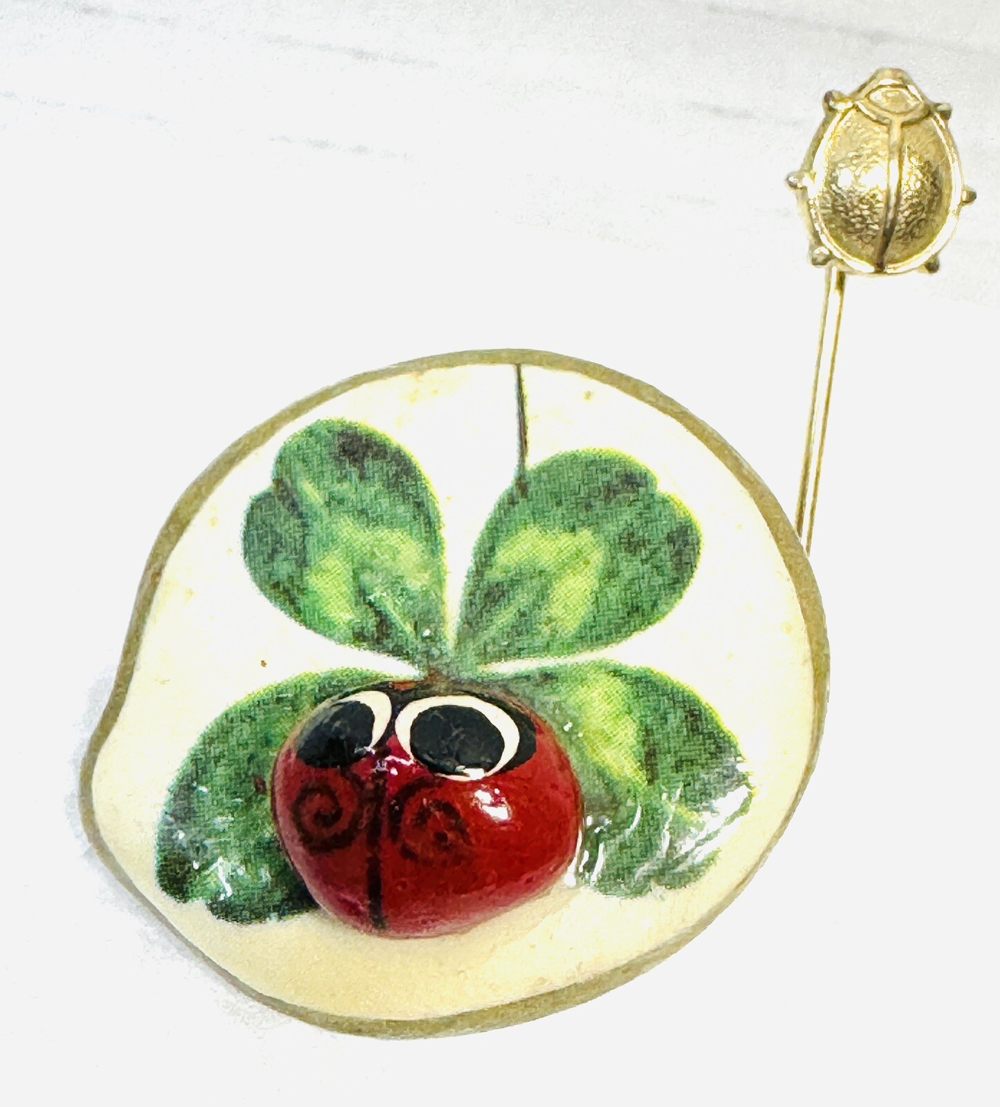 Ladybug Pin Lot Of 6 Rhinestones See Pictures Some Wear Missing Stones