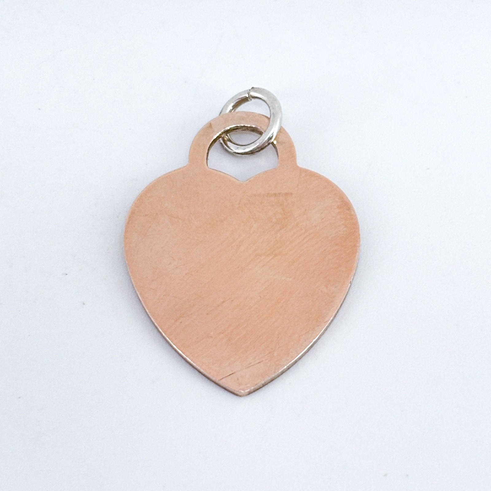 Vintage Sterling Silver 925 Rose Gold Tone Engravable Heart Dog Tag Charm