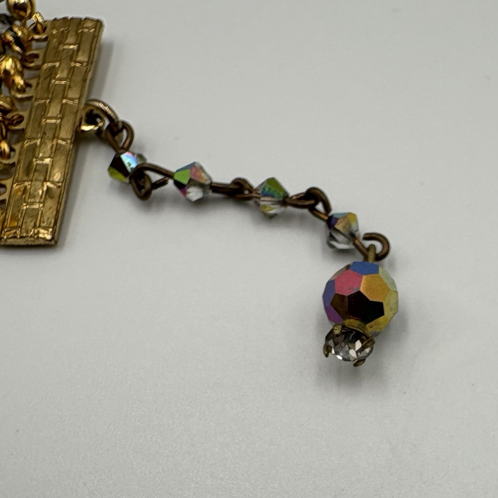 Vtg. 7 Std. Choker Dark Aurora Borealis Crystal Faceted Glass Beads/Rhinestones