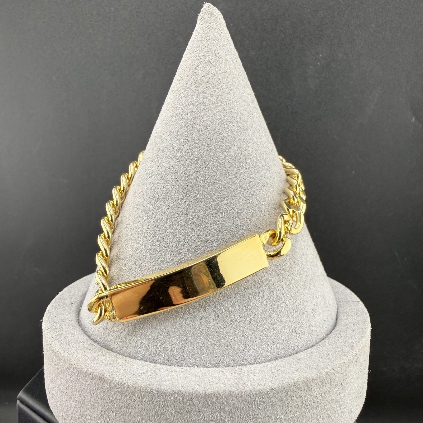 Vintage ID Bracelet Gold Tone Blank 7”