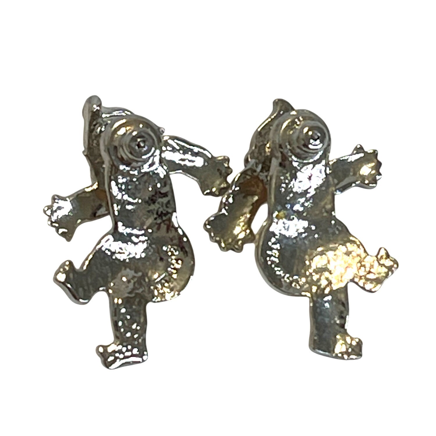 Vintage Edgar Berebi 3D Articulated Enamel Swivel Baby Earrings Diaper Kewpie