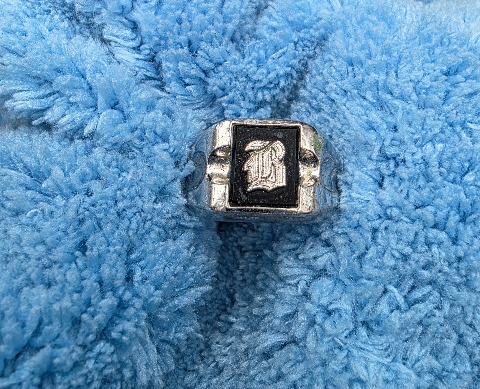 VTG 60s Sterling-ESPO(Joseph Esposito) Inlay Black Onyx Initial Gentleman’s Ring