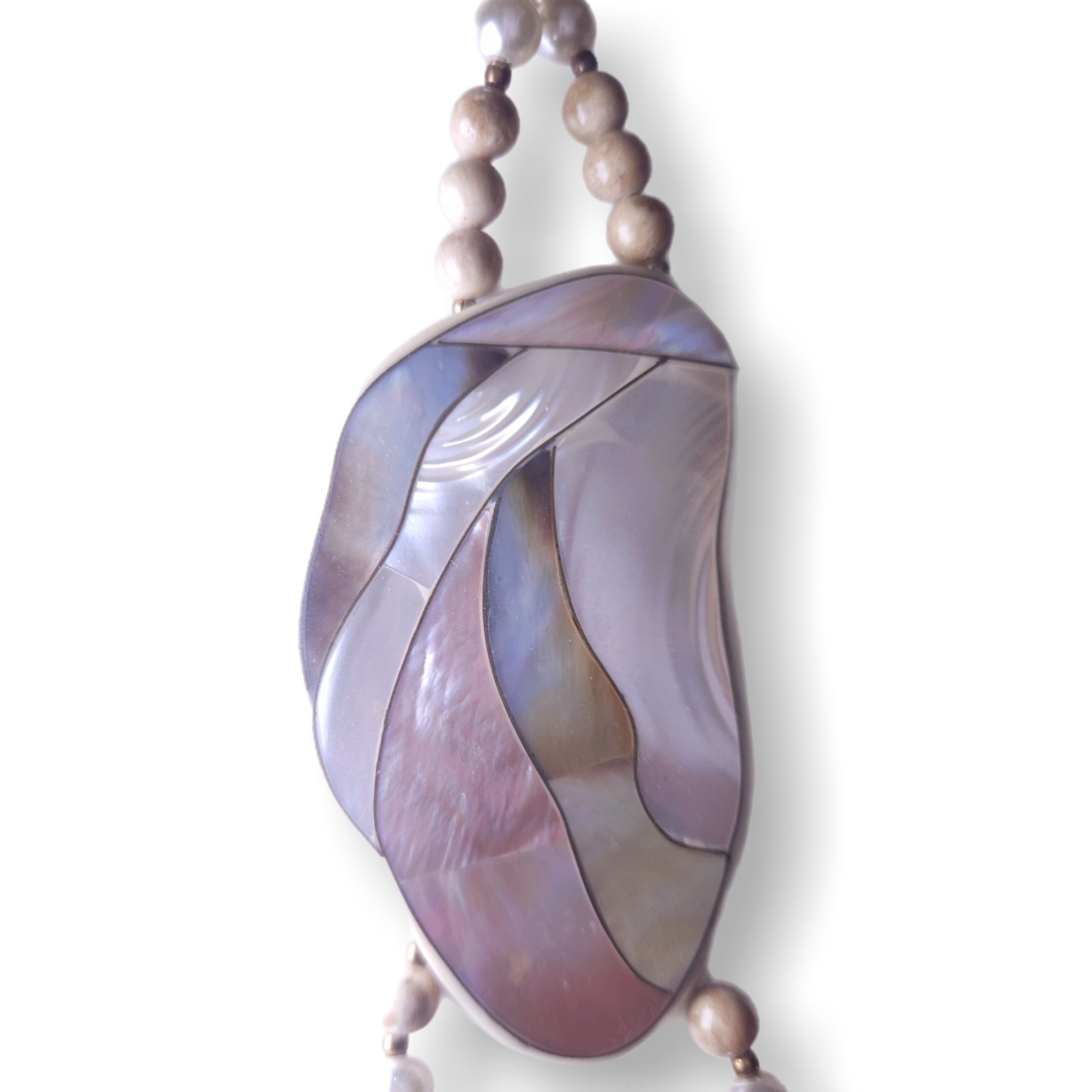 Karla Jordan Vintage Mother of Pearl Necklace 12 In BohoShique Statement Piece