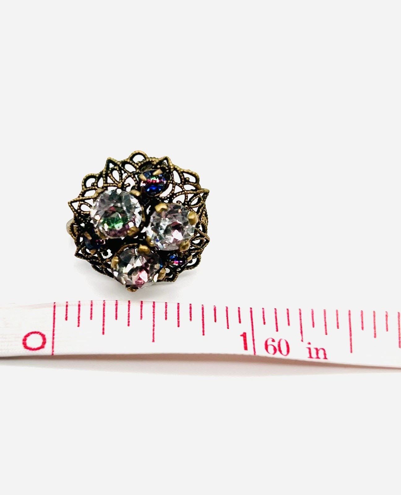 Vtg CZECH Screw-back Cluster EARRINGS and BRACELET SET-Gold Tone-RHINESTONE