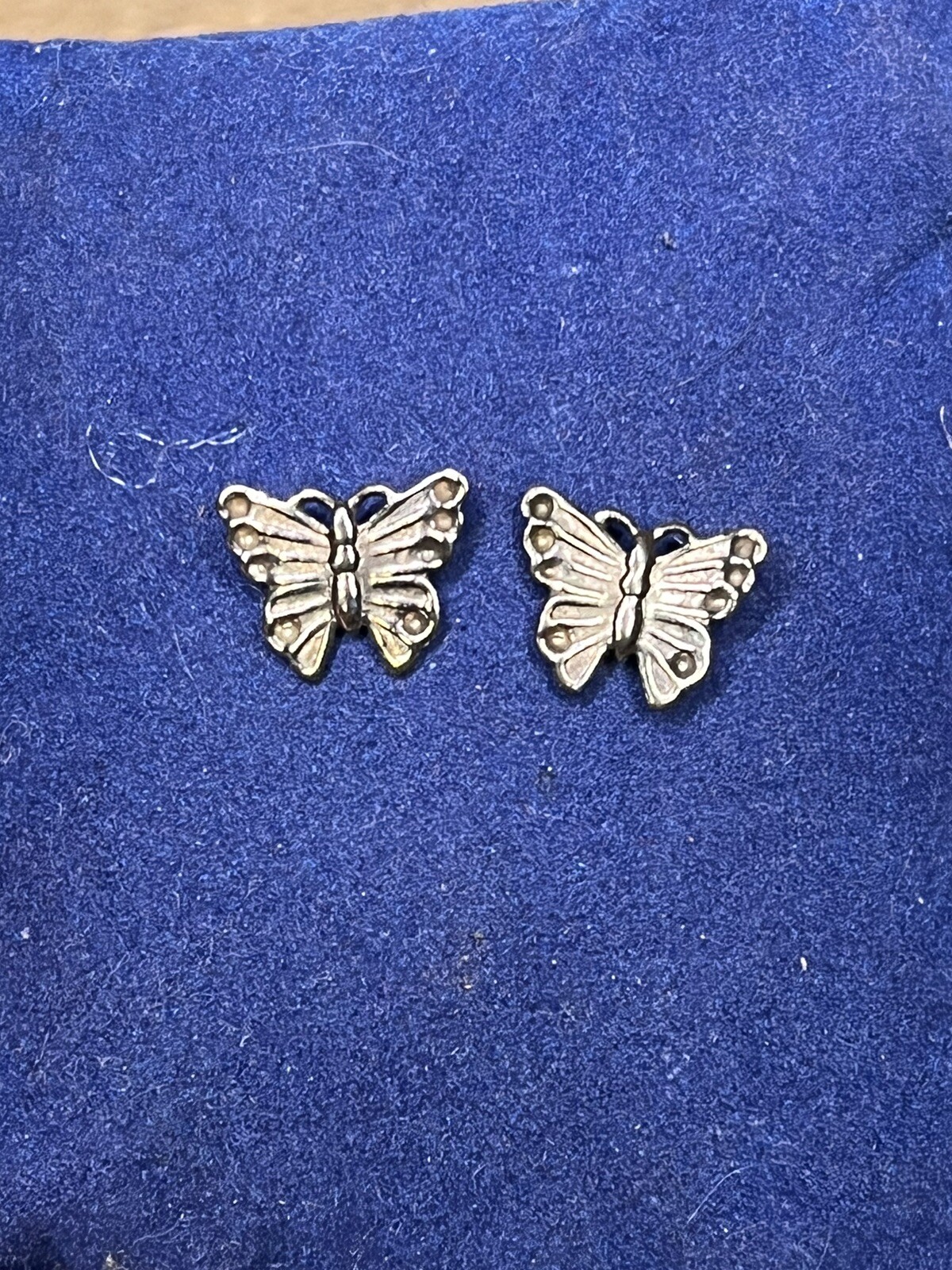 Cute ,Vintage Silver Tone Molded Butterfly Earrings -Adults, Teens, Kids-Fashion