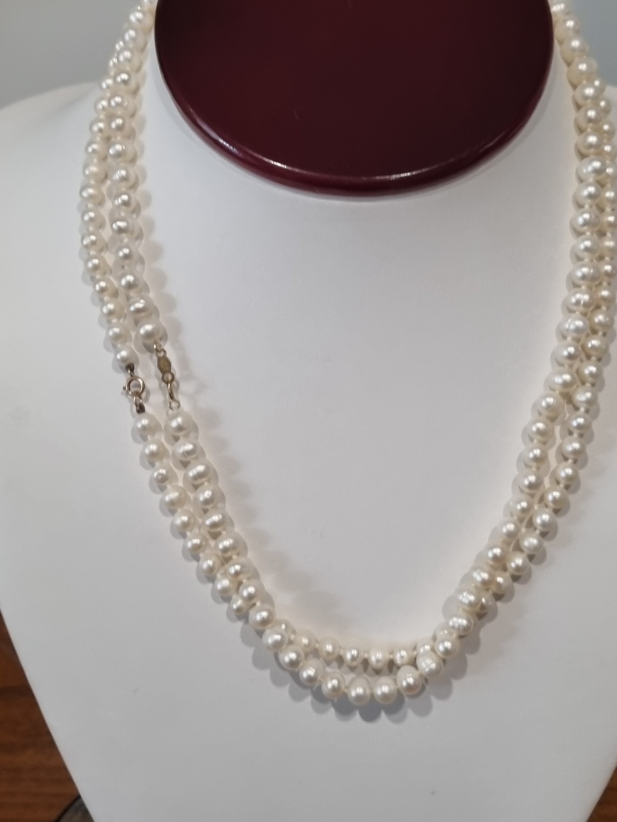 Two Vintage (2) 14k Gold Single Strand Pearl Necklaces c1990s JCM See Video