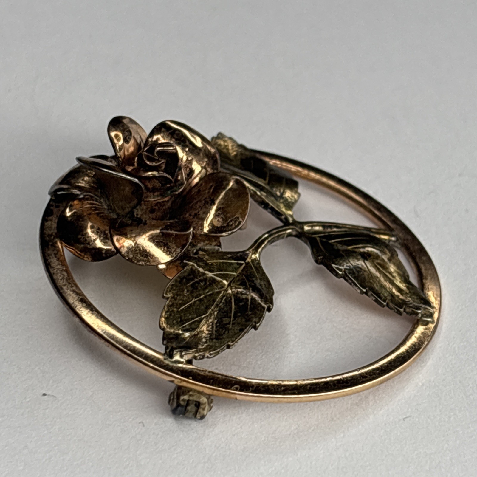 Vintage DIANA Krementz Gold And Rose Tone Brooch Flower Signed