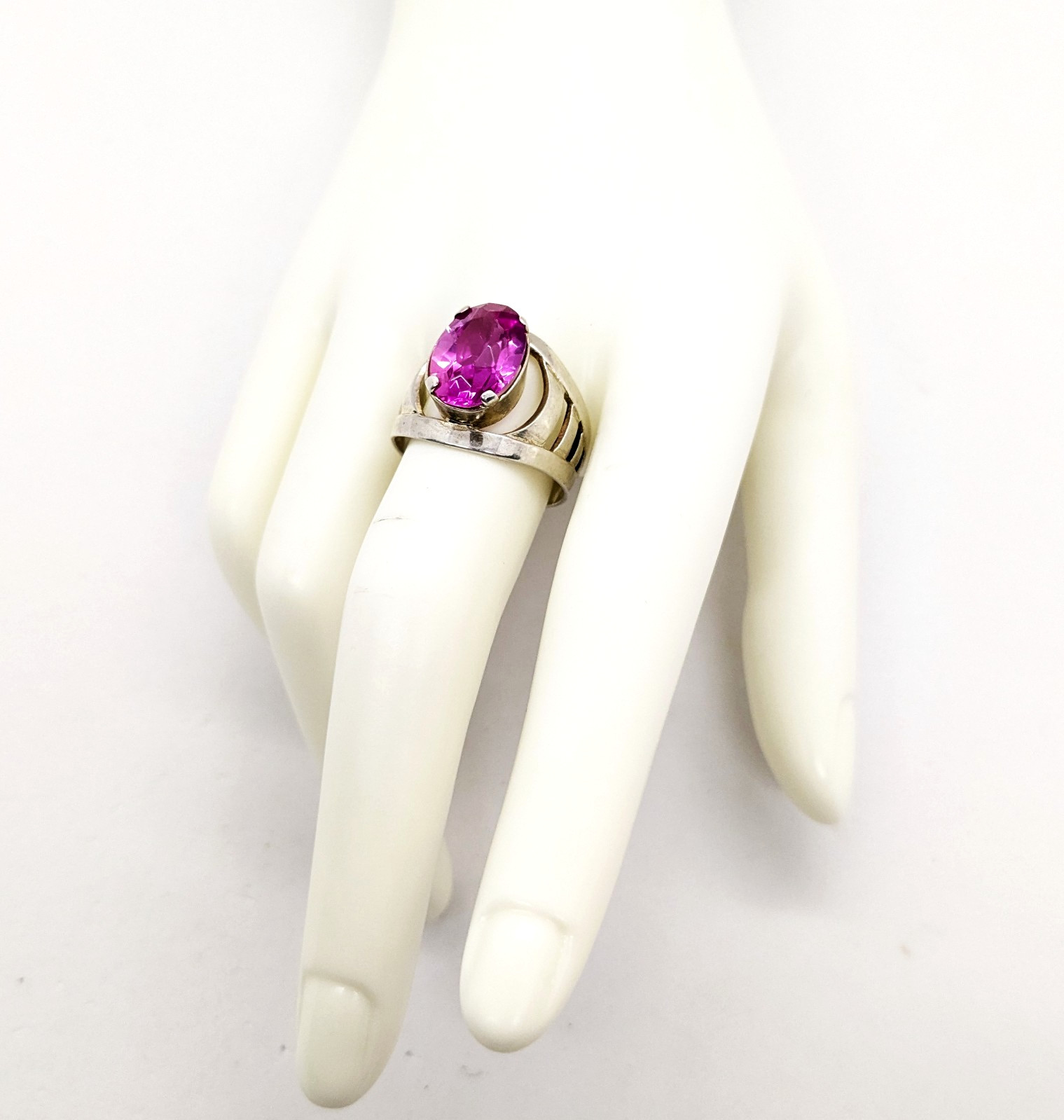 Vintage Luxury Soviet RING Silver⭐️875 with Big Bright Ruby -10.5US (20mm) | #77