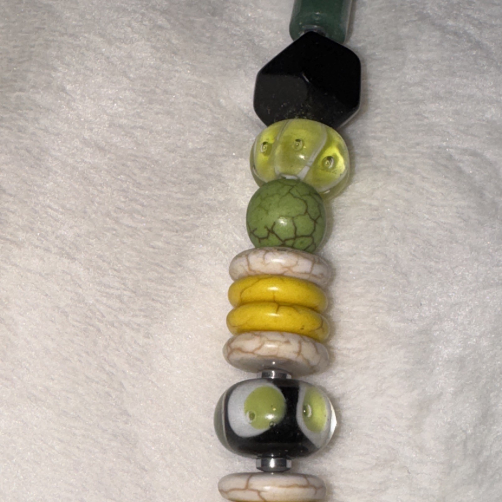 Vintage Handmade Multi Gemstone Including Jade And Black Onyx Necklace