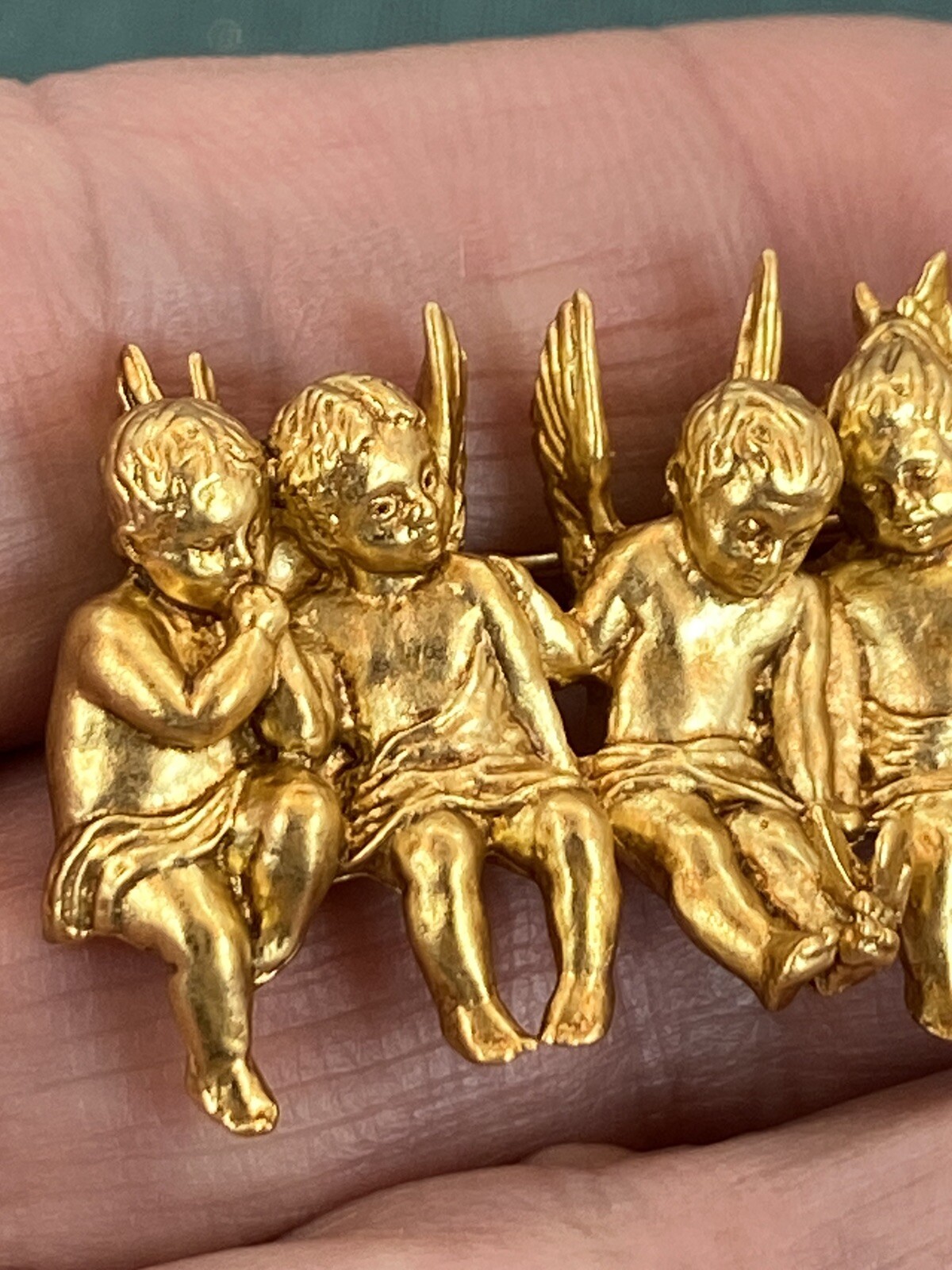 I Am Edgar Berebi My All In A Row Angel child Vintage Brooch pin jewelry 24kplat