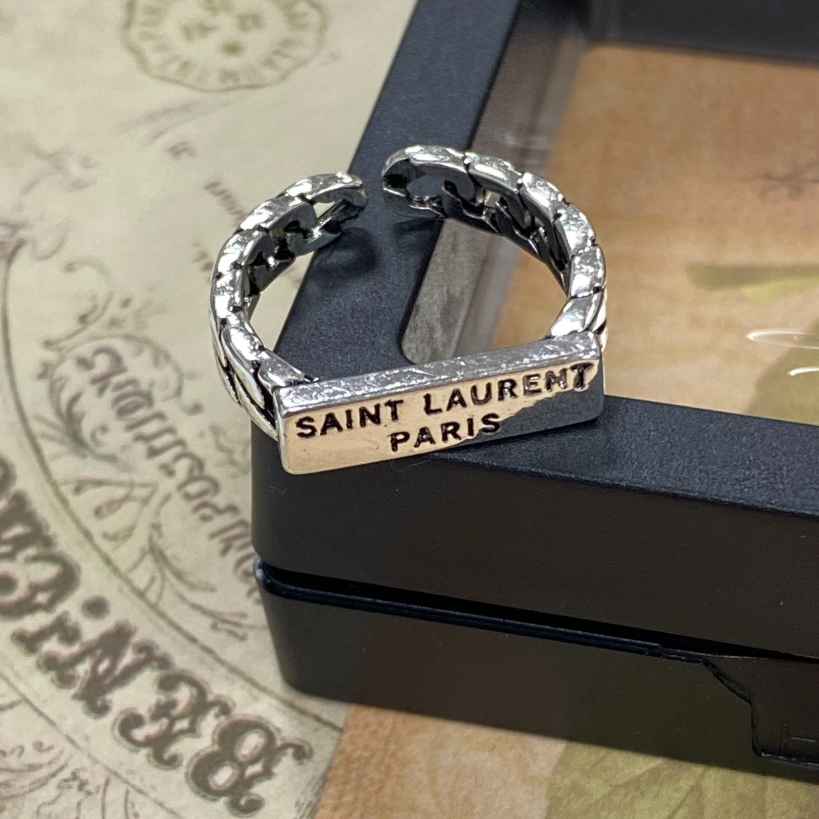 Silver Open Ring with English Lettering