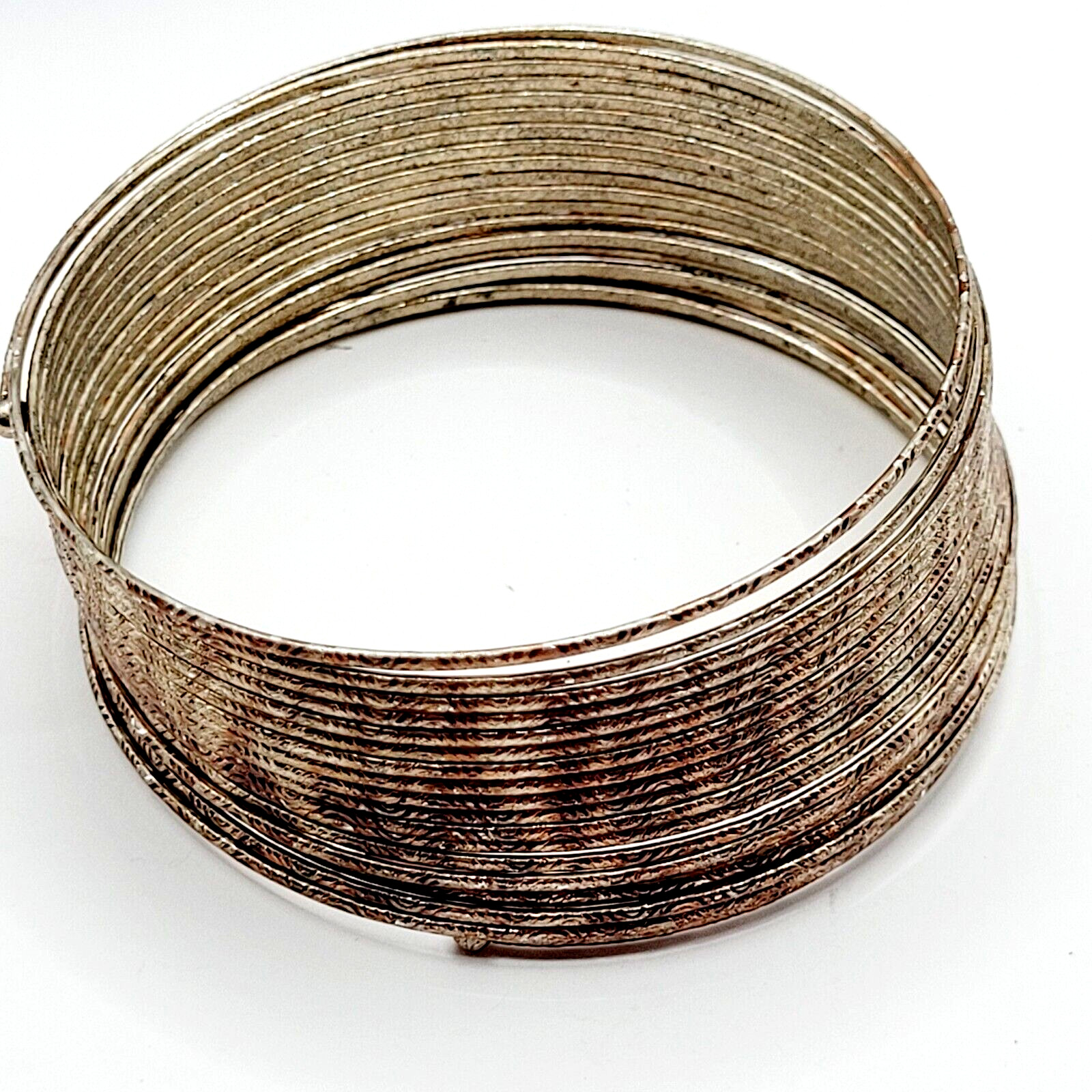 Slinky Wide Wrap Thin Wire Bangle Coppery Gold Tone Metal Vintage Bracelet