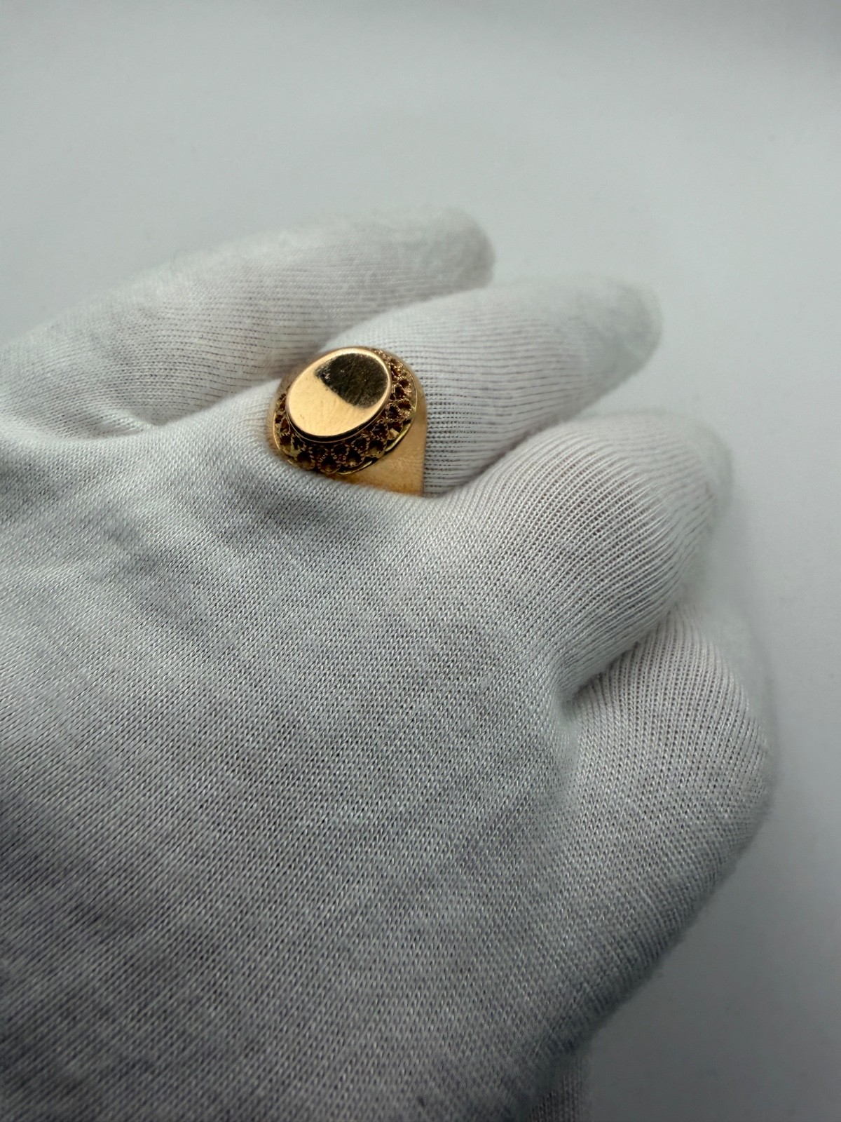 Vintage Soviet 14K Rose Gold Signet Ring 583 USSR Oval Ring Size 9.75 – 3.74g